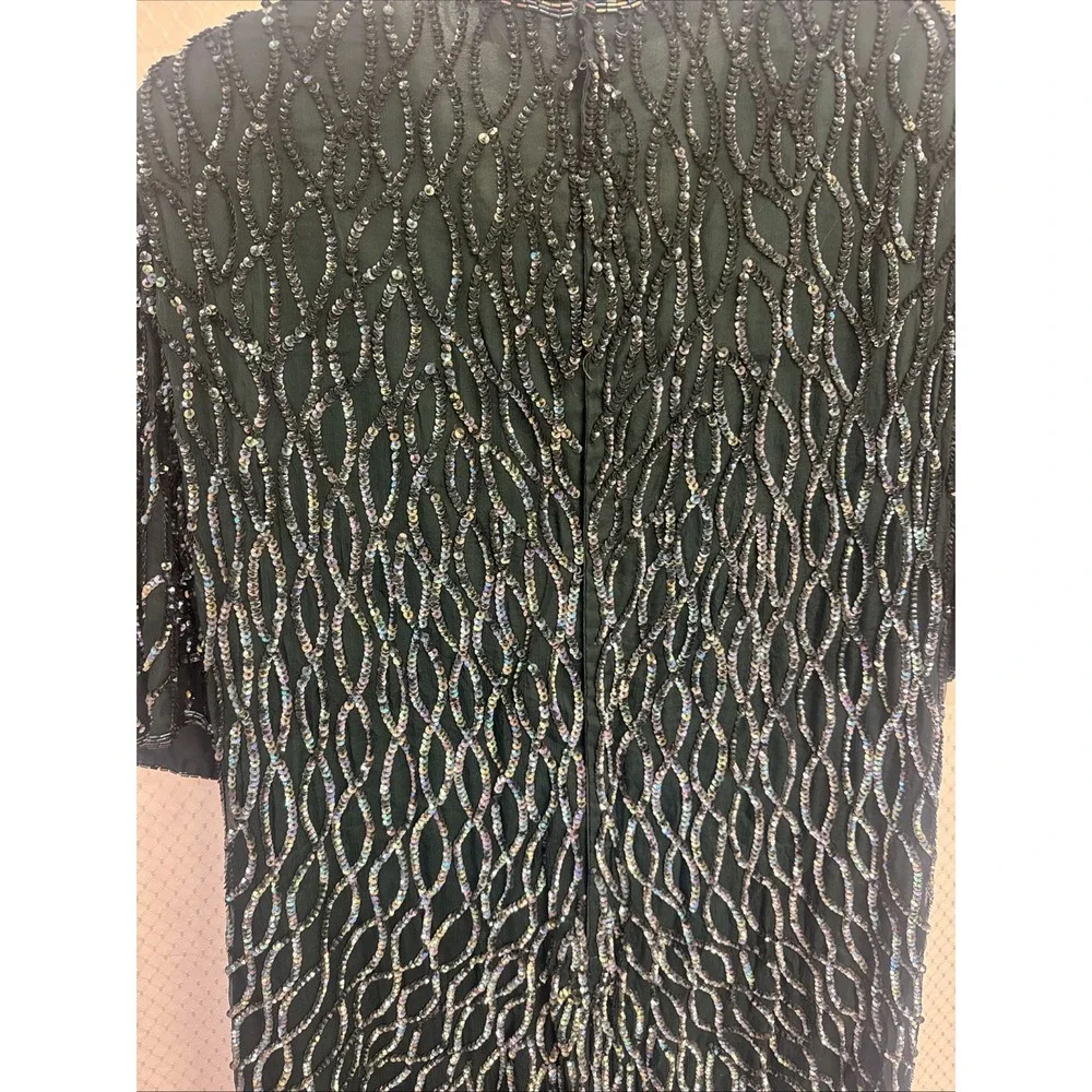 Vintage Scale Women's Dress Silk Sequins Beaded 1X India Gown Formal - Picture 9 of 9